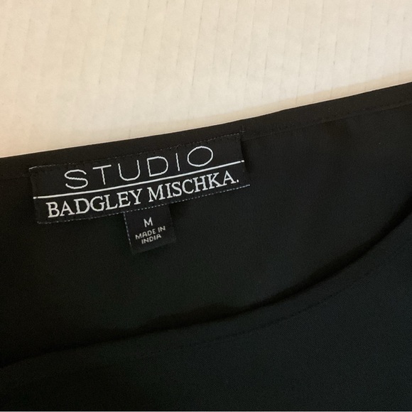 Badgley Mischka Black Ruffle Sleeve Blouse - Picture 3 of 6